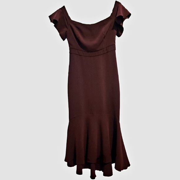 EUC Rachel Zoe Cabernet Devon Off the Shoulder Midi Dress Sz 6 - Picture 9 of 15